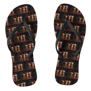 Abyssinier am Kamin Weihnachten Badesandalen