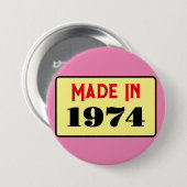 Abzeichen 1974 im Retro-Stil Button (Vorne & Hinten)