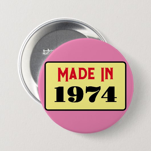 Abzeichen 1974 im Retro-Stil Button (Vorne & Hinten)