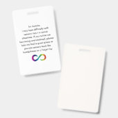 Abzeichen Autistische Unterkunft Ausweis (Front & Back)