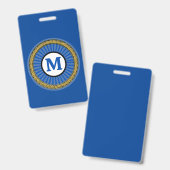 Abzeichen - Blau - Personalisiert - Initiale hinzu Ausweis (Vorder- & Rückseite)