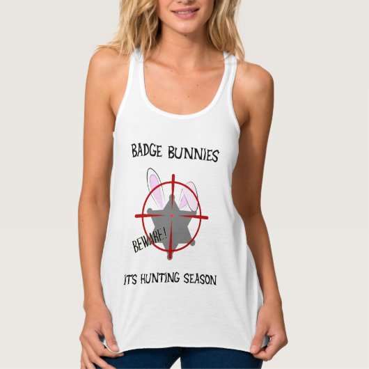 Abzeichen Bunnies Vorsicht mit 6-Punkte-Star-Abzei Tank Top (Vorderseite)