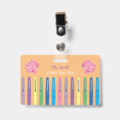 Abzeichen "Color Felt Pens Orange Student Hall Pas Ausweis (Vorderseite mit Clip)