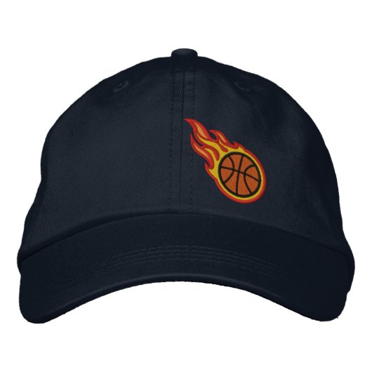 Abzeichen "Custom Racing Flames Basketball Bullet" Bestickte Kappe (Vorderseite)