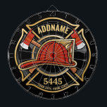 Abzeichen der Abteilung Feuerwehr ADD Dartscheibe<br><div class="desc">Firefighter NAME Fireman Feuer-Abteilung - Emblem mit Red Helmet und Ax. Passen Sie Ihre Name,  Station/Dept-Nummer und Position an.</div>