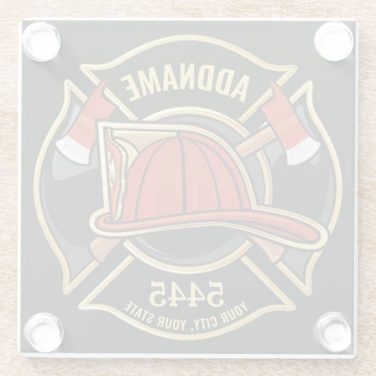 Abzeichen der Abteilung Feuerwehr ADD Glasuntersetzer (Rückseite)