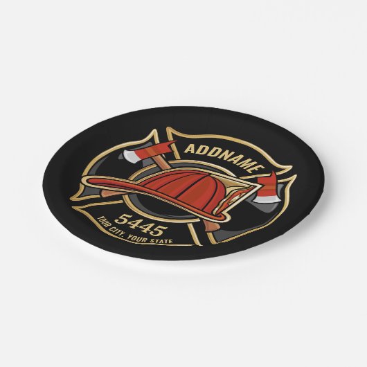 Abzeichen der Abteilung Feuerwehr ADD Pappteller (Schrägansicht)