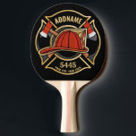 Abzeichen der Abteilung Feuerwehr ADD Tischtennis Schläger<br><div class="desc">Firefighter NAME Fireman Feuer-Abteilung - Emblem mit Red Helmet und Ax. Passen Sie Ihre Name, Station/Dept-Nummer und Position an.</div>
