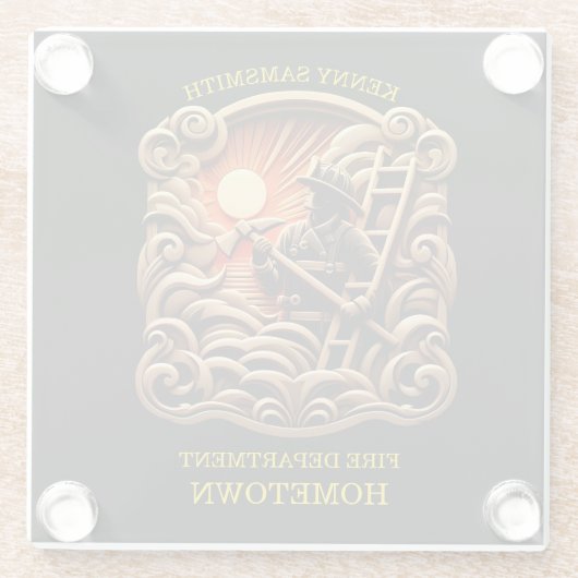 Abzeichen der Feuerwehr Glasuntersetzer (Rückseite)