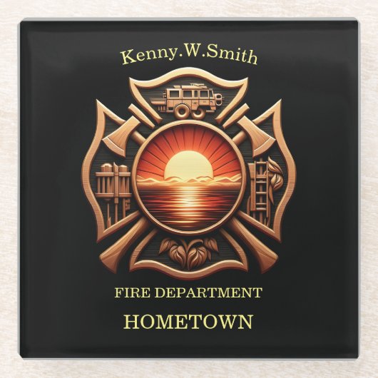 Abzeichen der Feuerwehr Glasuntersetzer (Vorderseite)