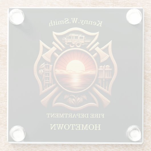 Abzeichen der Feuerwehr Glasuntersetzer (Rückseite)