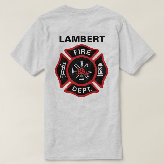 Abzeichen der Feuerwehr mit Name T-Shirt (Design Rückseite)