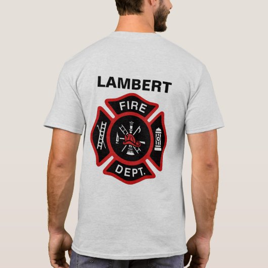 Abzeichen der Feuerwehr mit Name T-Shirt (Rückseite)