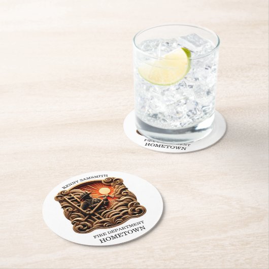 Abzeichen der Feuerwehr Runder Pappuntersetzer (Vor Ort)