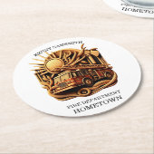 Abzeichen der Feuerwehr zum Schutz der Gemeinschaf Runder Pappuntersetzer (Angewinkelt)