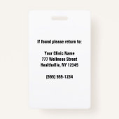 Abzeichen der personalisierten Klinikmitarbeiter Ausweis (Rückseite)