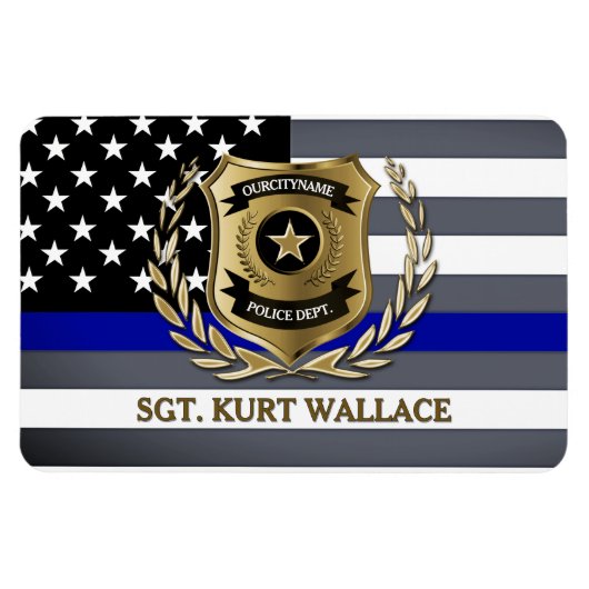 Abzeichen der Polizei in Thin Blue Line Personalis Magnet (Horizontal)