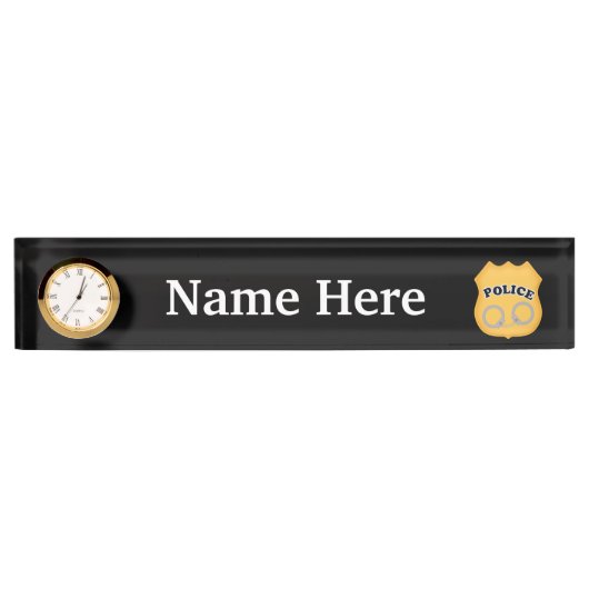 Abzeichen der Polizei und Manschetten tragen Namen Namensplakette (Vorderseite)