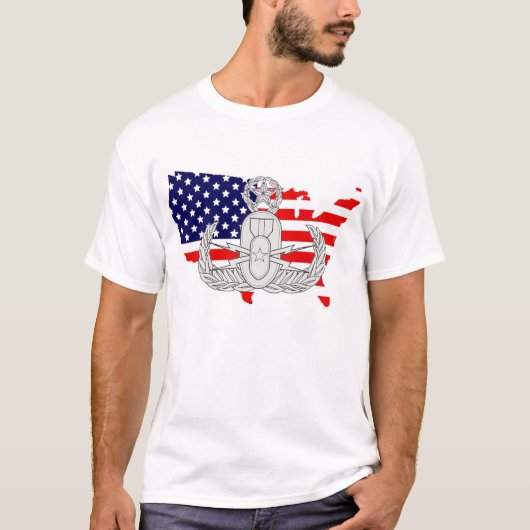 Abzeichen des amerikanische Flaggen-Land-w/EOD T-Shirt (Vorderseite)