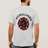 Abzeichen des Feuerwehrmanns mit Namen T-Shirt (Rückseite)