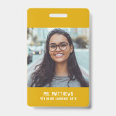 Abzeichen des Lehrers mit Foto - gelb Ausweis (Back)