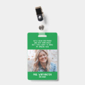 Abzeichen des Lehrers mit grünem Foto Ausweis (Front with Clip)