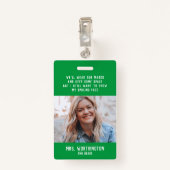 Abzeichen des Lehrers mit grünem Foto Ausweis (Rückseite mit Klammer)