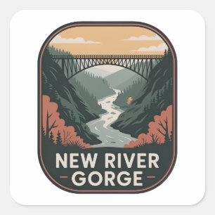 Abzeichen des New River Gorge Vintage Park Quadratischer Aufkleber