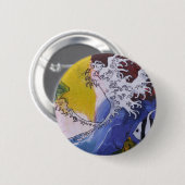 Abzeichen einer Malerei inspiriert durch Hokusai Button (Vorne & Hinten)