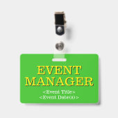Abzeichen "EVENT MANAGER" Ausweis (Vorderseite mit Clip)