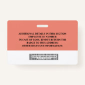 Abzeichen für benutzerdefinierte Mitarbeiter-ID - Ausweis (Rückseite)