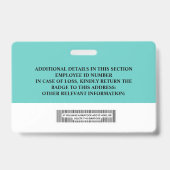 Abzeichen für benutzerdefinierte Mitarbeiter-ID -  Ausweis (Rückseite)