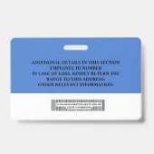 Abzeichen für benutzerdefinierte Mitarbeiter-ID -  Ausweis (Rückseite)