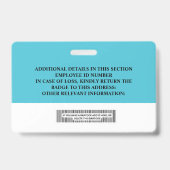 Abzeichen für benutzerdefinierte Mitarbeiter-ID -  Ausweis (Rückseite)