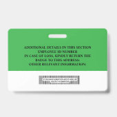 Abzeichen für benutzerdefinierte Mitarbeiter-ID -  Ausweis (Rückseite)