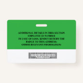 Abzeichen für benutzerdefinierte Mitarbeiter-ID - Ausweis (Rückseite)