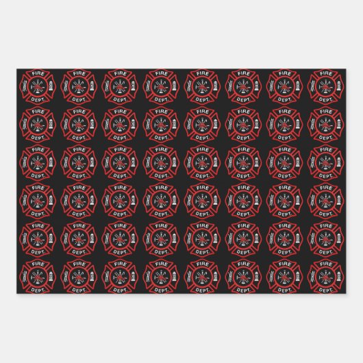 Abzeichen für Brandbekämpfer Geschenkpapier Set (Vorderseite)