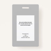 Abzeichen für das Foto "Travel Nurse" Ausweis (Rückseite)