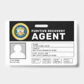 ABZEICHEN für den AGENT von FUGITIVE ERHOLUNGEN Ausweis (Rückseite)
