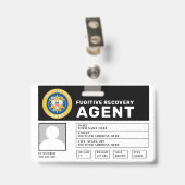 ABZEICHEN für den AGENT von FUGITIVE ERHOLUNGEN Ausweis (Rückseite mit Clip)