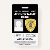 ABZEICHEN für den AGENT von FUGITIVE ERHOLUNGEN Ausweis (Vorderseite)