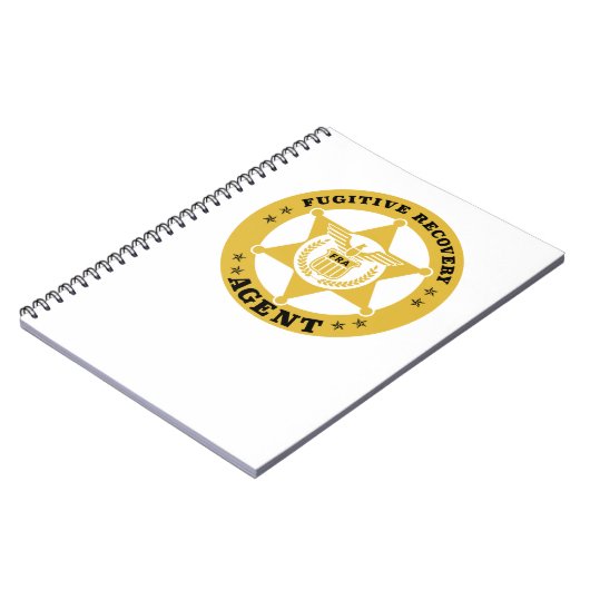 ABZEICHEN für den AGENT von FUGITIVE ERHOLUNGEN Notizblock (Linke Seite)