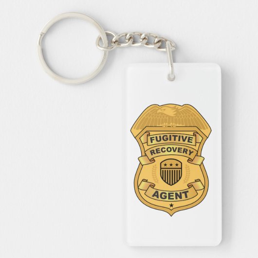 ABZEICHEN für den AGENT von FUGITIVE ERHOLUNGEN Schlüsselanhänger (Vorderseite)