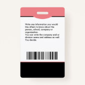 Abzeichen für den Bar des benutzerdefinierten Foto Ausweis (Rückseite)