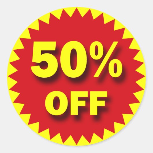 ABZEICHEN FÜR DEN EINZELHANDEL - 50 % ERMÄSSIGT RUNDER AUFKLEBER (Vorderseite)