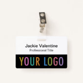 Abzeichen für den Namen von Schwarz-PVC mit Clip L Ausweis (Vorderseite mit Klammer)