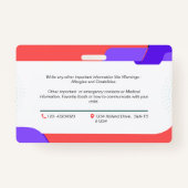 Abzeichen für den Notfall-Identifizierungskarte de Ausweis (Rückseite)