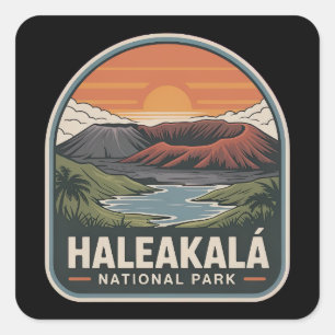 Abzeichen für den Sonnenaufgang im Haleakalā-Natio Quadratischer Aufkleber