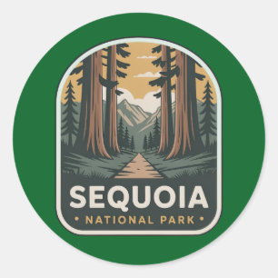 Abzeichen für den Waldweg im Sequoia-Nationalpark Runder Aufkleber