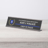 Abzeichen für die Polizei von Thin Blue Line Schreibtischnamensplakette (Vorderseite )